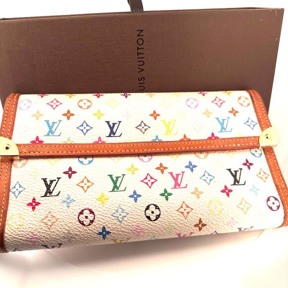 Louis Vuitton Multicolor Monogram Sarah Wallet (White) - Picture 1 of 5